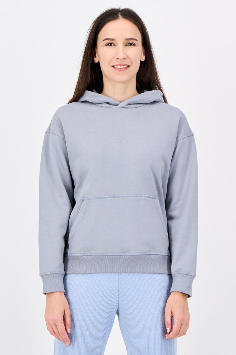 New Balance Women Oversized Fit Long Sleeve Outdoor Hoodie, Grey - Image 1